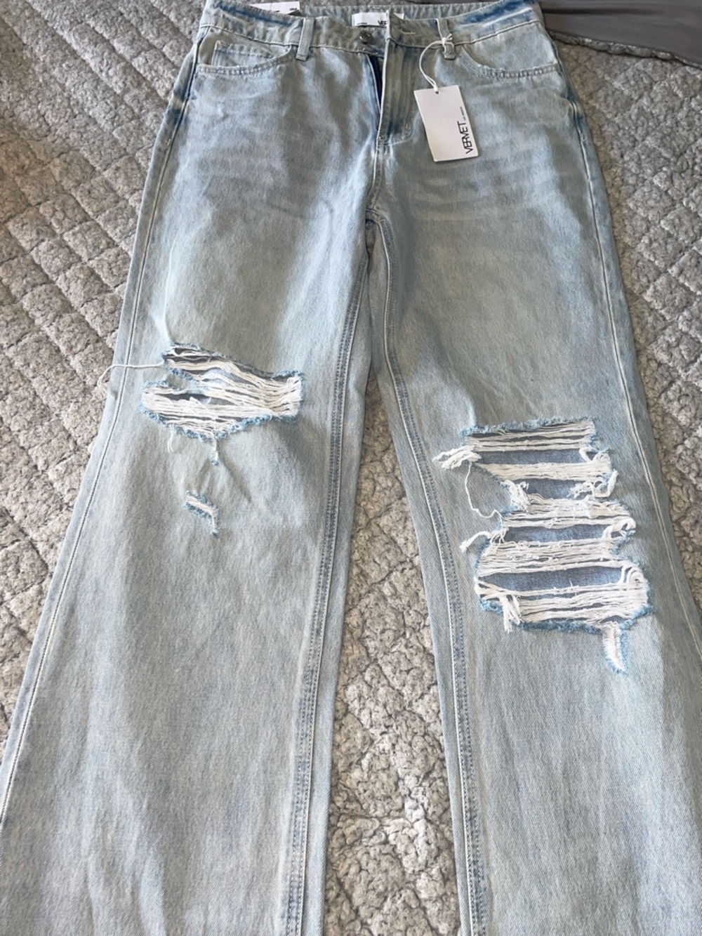 High-Rise Light Blue Distressed Flare Jeans New with tags size 28